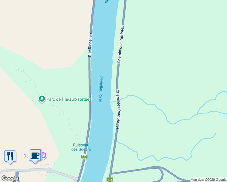 map of restaurants, bars, coffee shops, grocery stores, and more near 1359 Chemin des Patriotes Nord in Mont-Saint-Hilaire