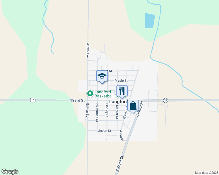 map of restaurants, bars, coffee shops, grocery stores, and more near 307 Maple Street in Langford