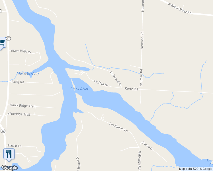 map of restaurants, bars, coffee shops, grocery stores, and more near 1697 McRae Drive in Cheboygan