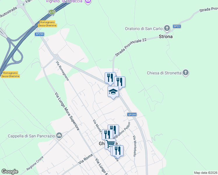 map of restaurants, bars, coffee shops, grocery stores, and more near 16 Via Papa Giovanni XXIII in Ghemme DOCG