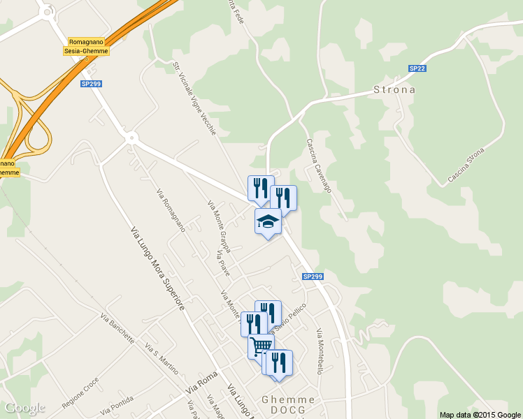 map of restaurants, bars, coffee shops, grocery stores, and more near 16 Via Papa Giovanni XXIII in Ghemme DOCG