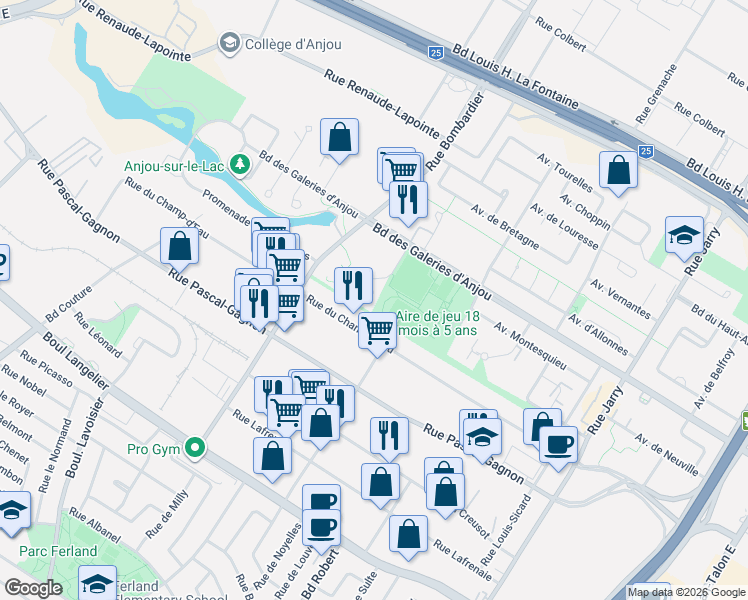 map of restaurants, bars, coffee shops, grocery stores, and more near 7068 Avenue Marie-G.-Lajoie in Montréal