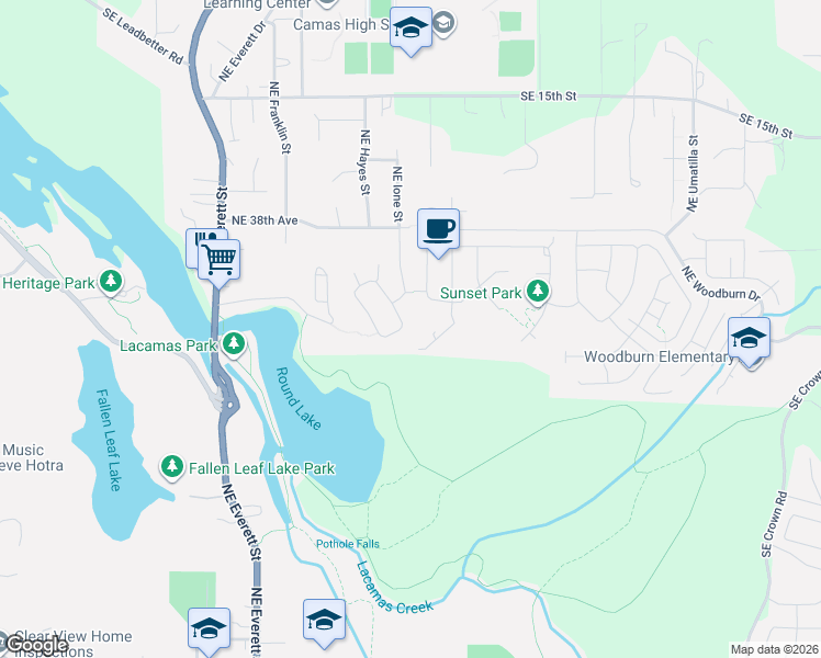 map of restaurants, bars, coffee shops, grocery stores, and more near 1018 Northeast 34th Avenue in Camas