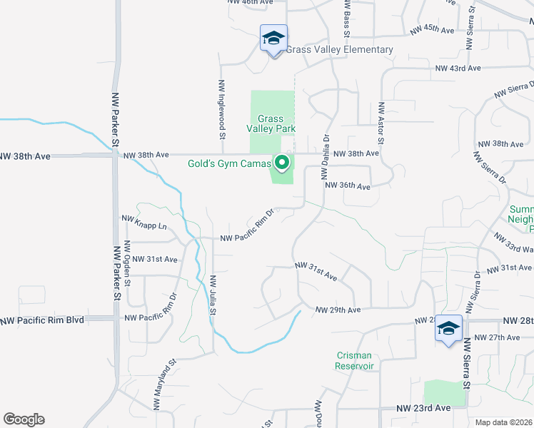 map of restaurants, bars, coffee shops, grocery stores, and more near 3123 Northwest Pacific Rim Drive in Camas