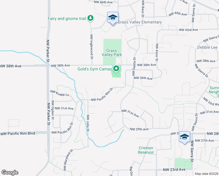 map of restaurants, bars, coffee shops, grocery stores, and more near 3113 Northwest Pacific Rim Drive in Camas