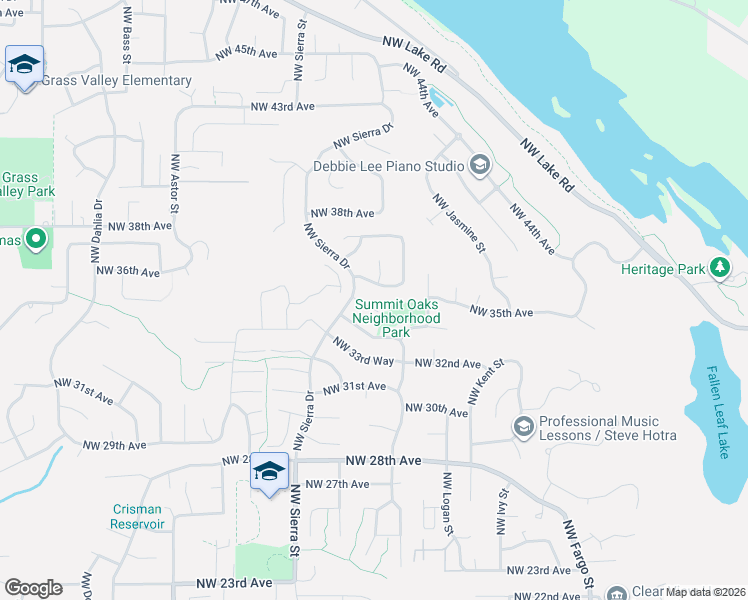 map of restaurants, bars, coffee shops, grocery stores, and more near 1627 Northwest 35th Circle in Camas