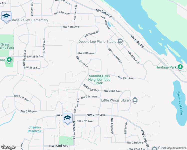 map of restaurants, bars, coffee shops, grocery stores, and more near 1627 Northwest 35th Circle in Camas