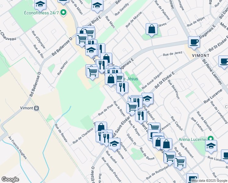 map of restaurants, bars, coffee shops, grocery stores, and more near 1982 Boulevard des Laurentides in Laval