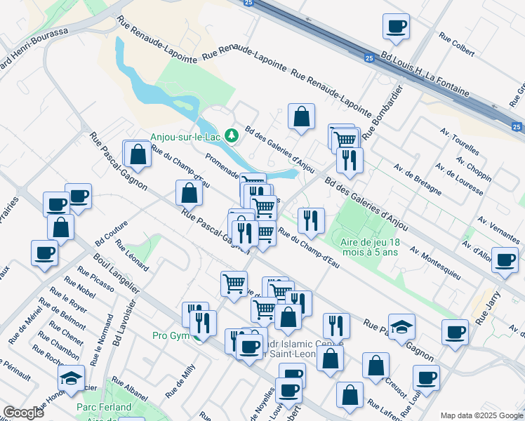 map of restaurants, bars, coffee shops, grocery stores, and more near in Montreal