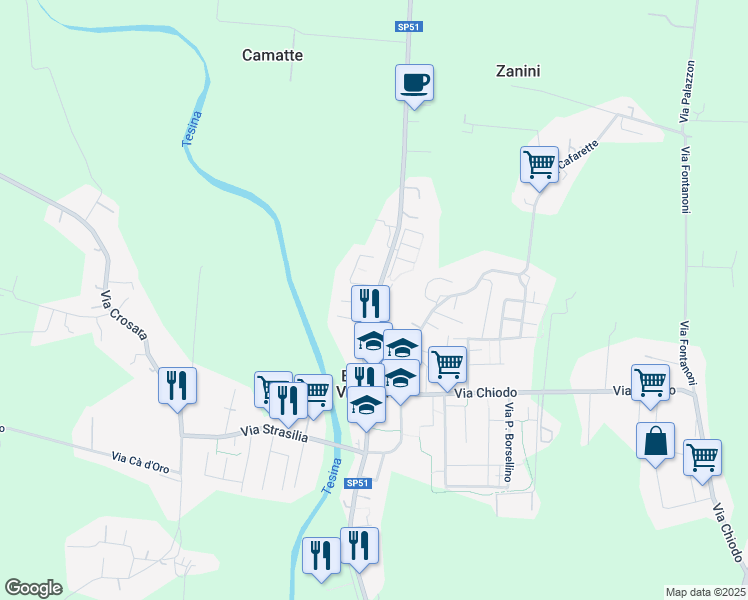 map of restaurants, bars, coffee shops, grocery stores, and more near 1 Via IV Novembre in Bolzano Vicentino