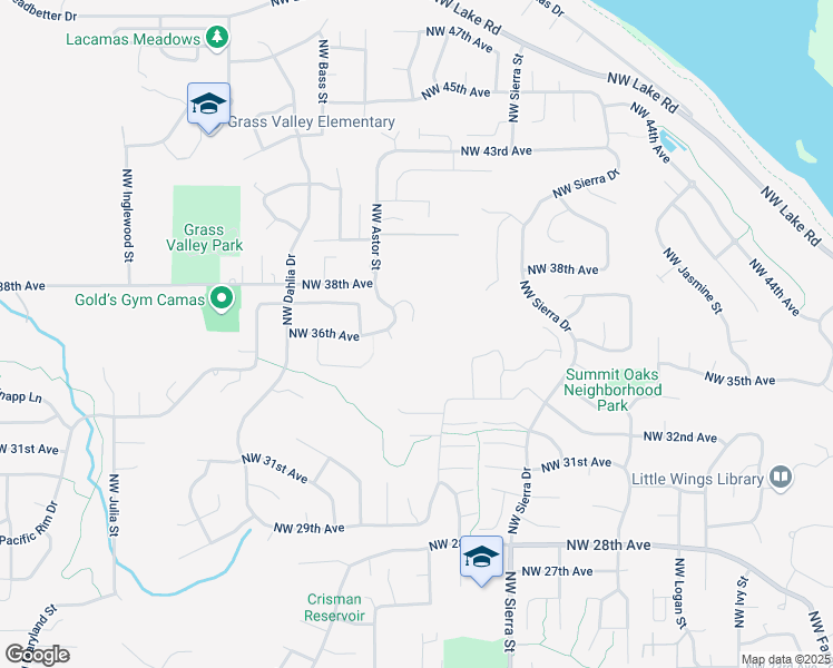 map of restaurants, bars, coffee shops, grocery stores, and more near 3626 Northwest Orchard Court in Camas