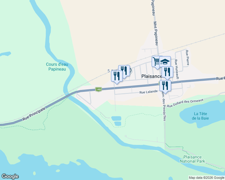 map of restaurants, bars, coffee shops, grocery stores, and more near 228 Rue Principale in Chénéville