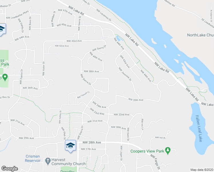 map of restaurants, bars, coffee shops, grocery stores, and more near 3549 Northwest Norwood Street in Camas