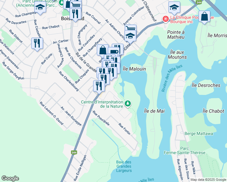 map of restaurants, bars, coffee shops, grocery stores, and more near 141 Place Cloutier in Boisbriand