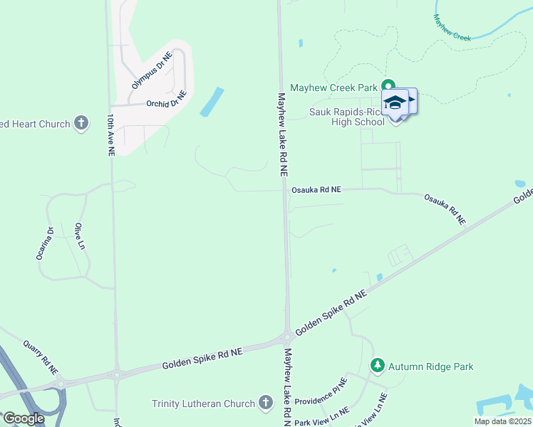 map of restaurants, bars, coffee shops, grocery stores, and more near 2703 Mayhew Lake Road Northeast in Sauk Rapids