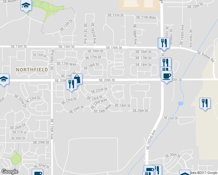 map of restaurants, bars, coffee shops, grocery stores, and more near 18400 Southeast 22nd Street in Vancouver