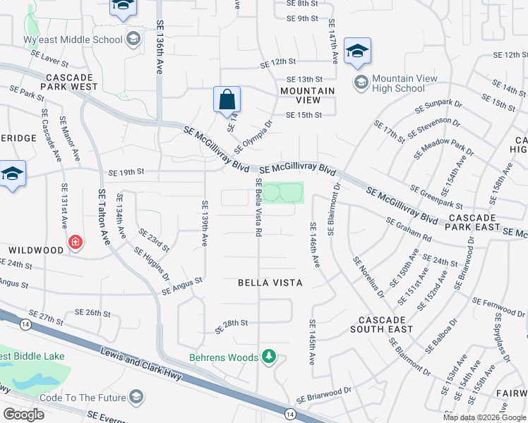 map of restaurants, bars, coffee shops, grocery stores, and more near 2017 Southeast Bella Vista Road in Vancouver