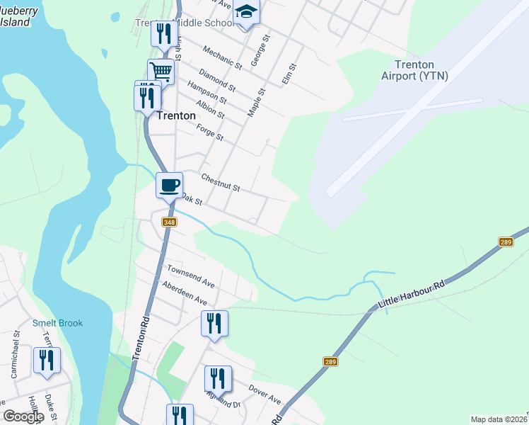 map of restaurants, bars, coffee shops, grocery stores, and more near 10 Fraser Street in Trenton