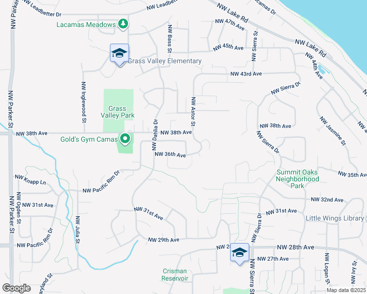 map of restaurants, bars, coffee shops, grocery stores, and more near 3617 Northwest Benita Drive in Camas