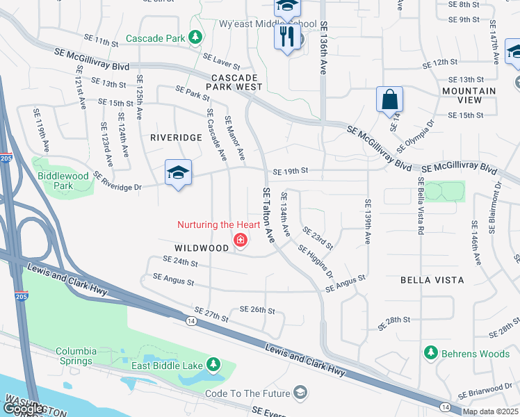 map of restaurants, bars, coffee shops, grocery stores, and more near 2014 Southeast Talton Avenue in Vancouver