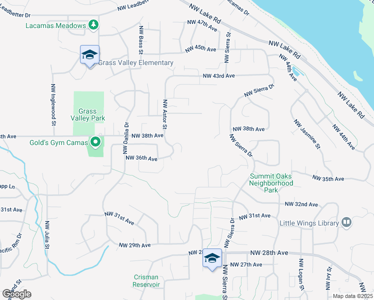 map of restaurants, bars, coffee shops, grocery stores, and more near 3626 Northwest Orchard Court in Camas