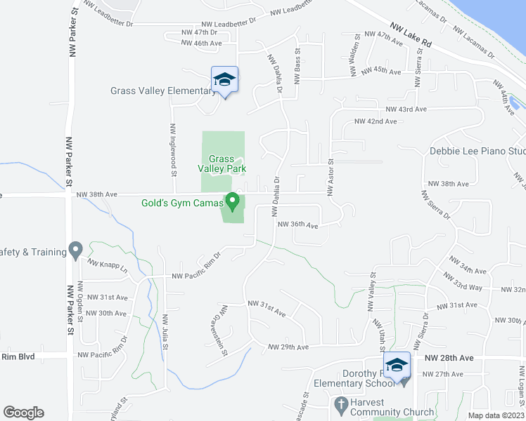 map of restaurants, bars, coffee shops, grocery stores, and more near 2816 Northwest 37th Avenue in Camas