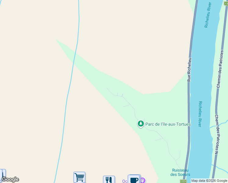 map of restaurants, bars, coffee shops, grocery stores, and more near 385 Montée du Pré-Vert in Beloeil