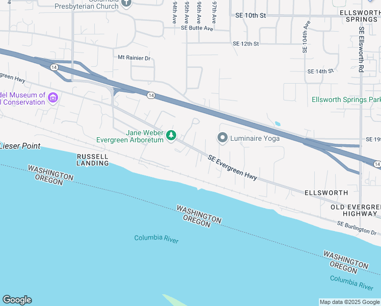 map of restaurants, bars, coffee shops, grocery stores, and more near 9411 Southeast Evergreen Highway in Vancouver