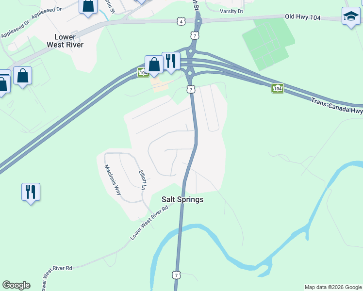map of restaurants, bars, coffee shops, grocery stores, and more near 1 South Hill Drive in Antigonish