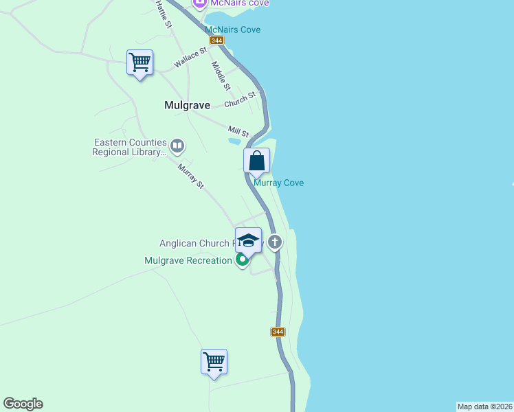 map of restaurants, bars, coffee shops, grocery stores, and more near Main Street in Mulgrave