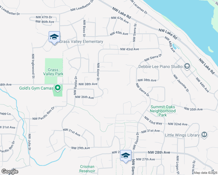 map of restaurants, bars, coffee shops, grocery stores, and more near 3704 Northwest Orchard Court in Camas
