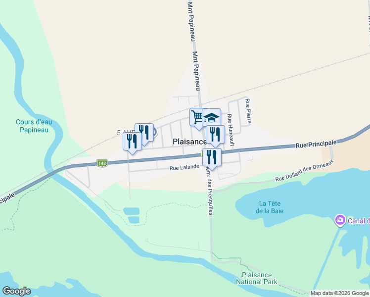 map of restaurants, bars, coffee shops, grocery stores, and more near 64 2e Avenue in Plaisance