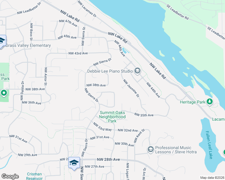 map of restaurants, bars, coffee shops, grocery stores, and more near 1517 Northwest 37th Avenue in Camas