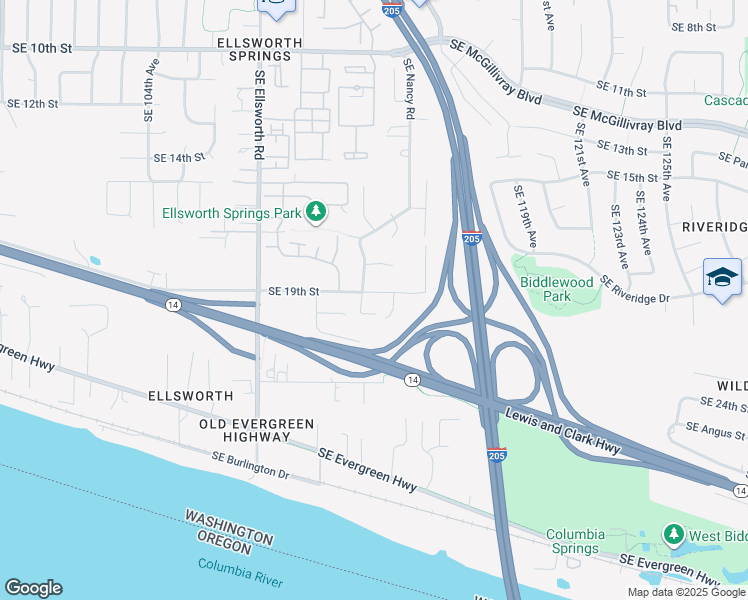 map of restaurants, bars, coffee shops, grocery stores, and more near 11306 Southeast 19th Street in Vancouver