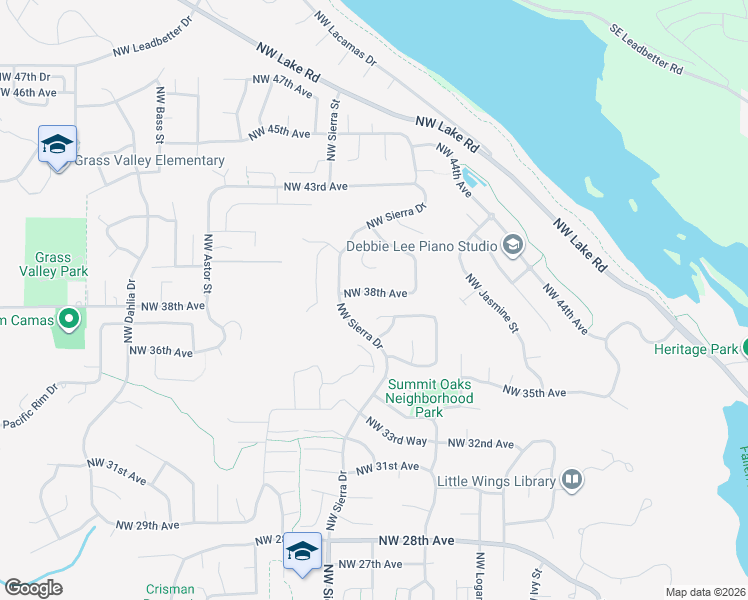 map of restaurants, bars, coffee shops, grocery stores, and more near 1639 Northwest 38th Avenue in Camas