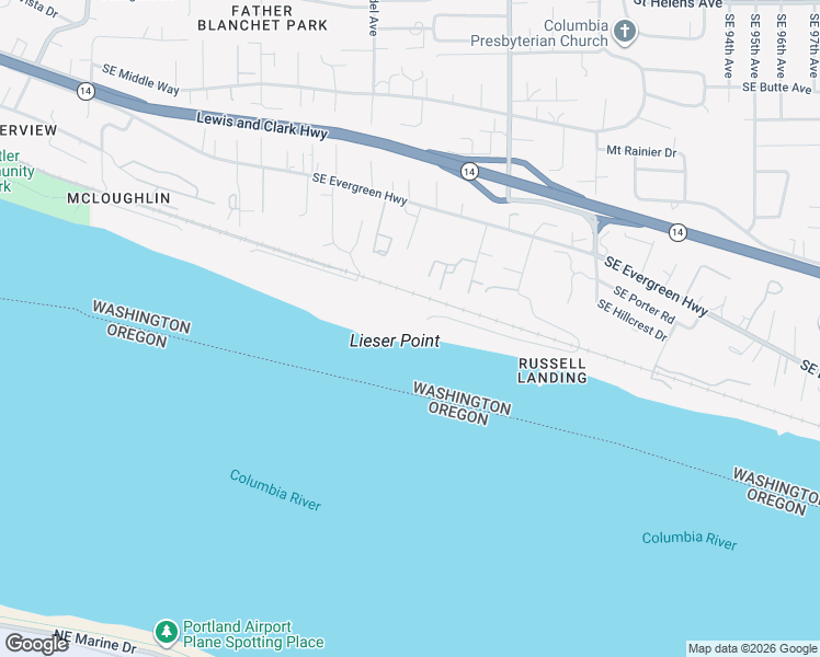 map of restaurants, bars, coffee shops, grocery stores, and more near 8112 Southeast Lieser Point Drive in Vancouver