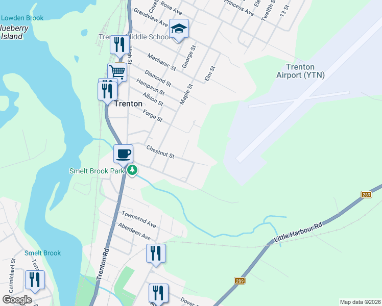 map of restaurants, bars, coffee shops, grocery stores, and more near 10 Egerton Street in Trenton
