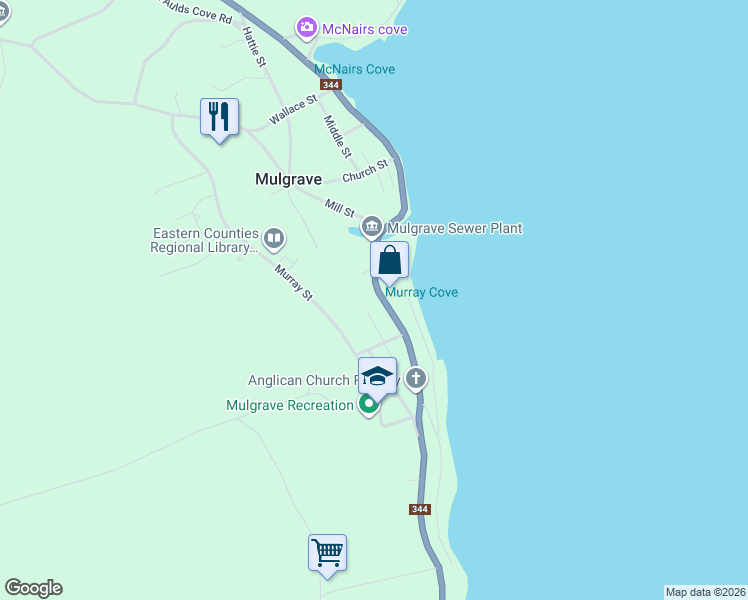 map of restaurants, bars, coffee shops, grocery stores, and more near 419 Main Street in Mulgrave