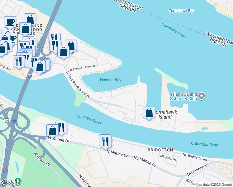 map of restaurants, bars, coffee shops, grocery stores, and more near 189 North Lotus Beach Drive in Portland