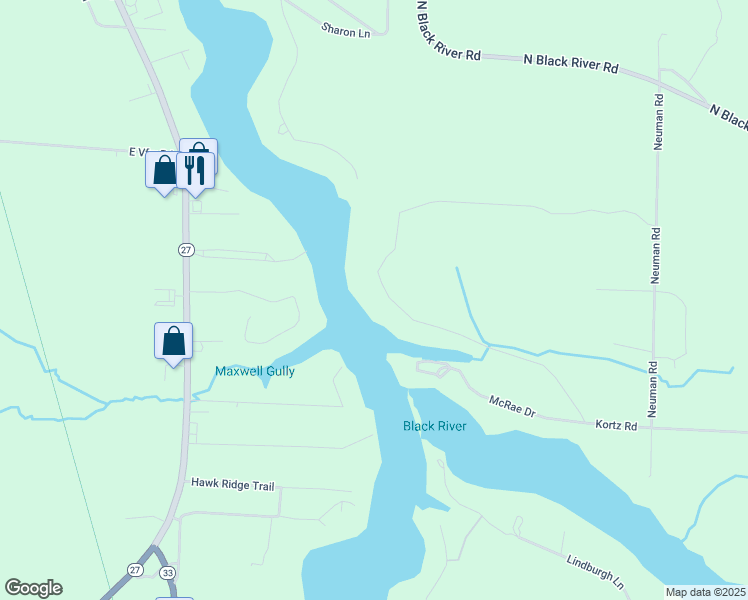 map of restaurants, bars, coffee shops, grocery stores, and more near 1899 Richmond Drive in Cheboygan