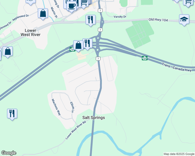 map of restaurants, bars, coffee shops, grocery stores, and more near 6 Greenhill Court in Antigonish