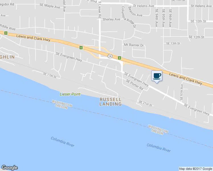 map of restaurants, bars, coffee shops, grocery stores, and more near 1815 Southeast Lieser Point Road in Vancouver