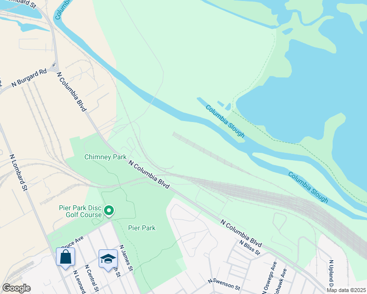 map of restaurants, bars, coffee shops, grocery stores, and more near 9003 North Columbia Boulevard in Portland