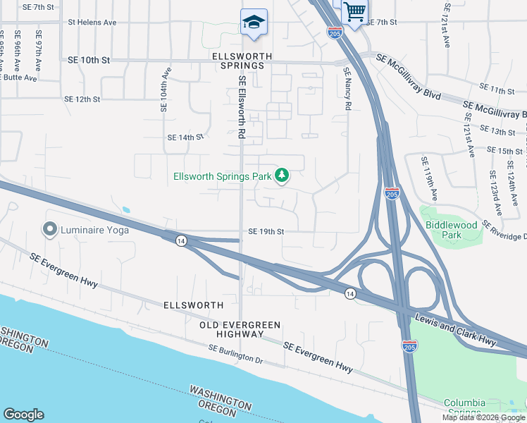map of restaurants, bars, coffee shops, grocery stores, and more near 1722 Southeast 110th Court in Vancouver