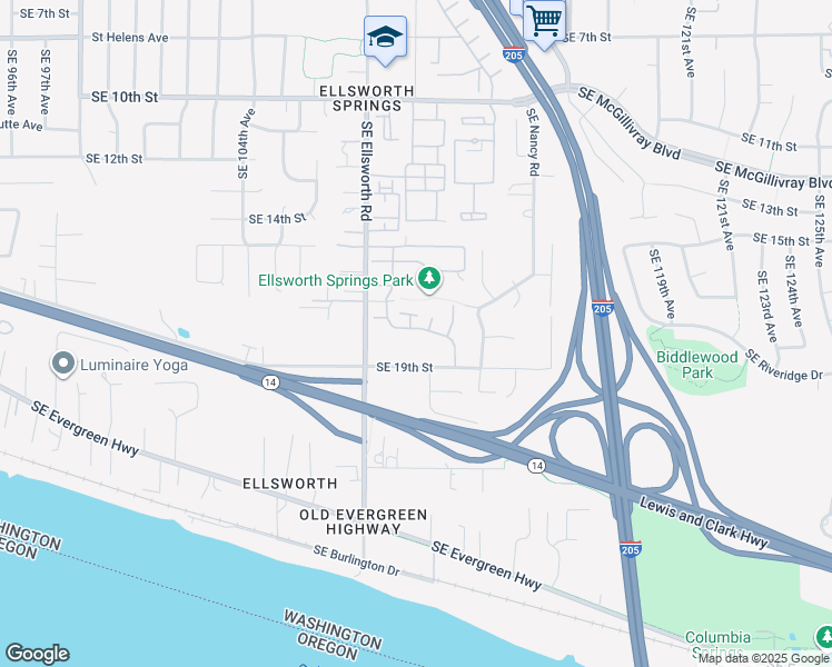 map of restaurants, bars, coffee shops, grocery stores, and more near 11021 Southeast 18th Street in Vancouver