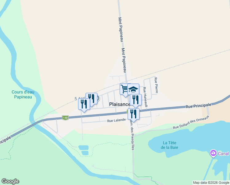 map of restaurants, bars, coffee shops, grocery stores, and more near 64 2e Avenue in Plaisance