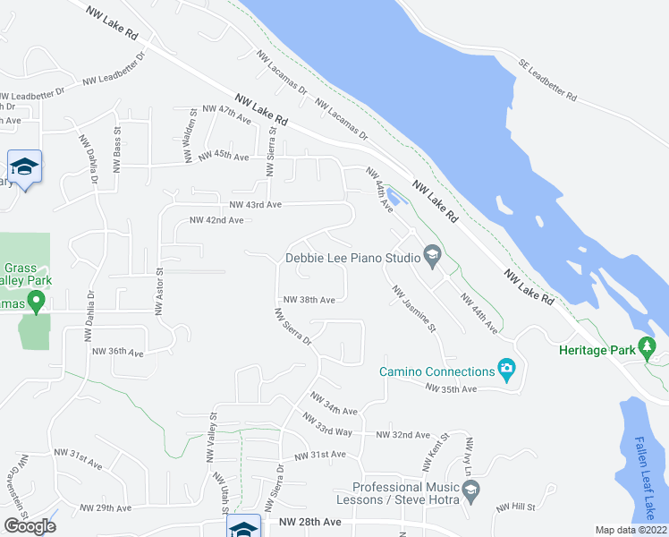 map of restaurants, bars, coffee shops, grocery stores, and more near 1600 Northwest 40th Avenue in Camas