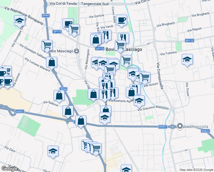 map of restaurants, bars, coffee shops, grocery stores, and more near 10 Via Pusterla in Bovisio Masciago