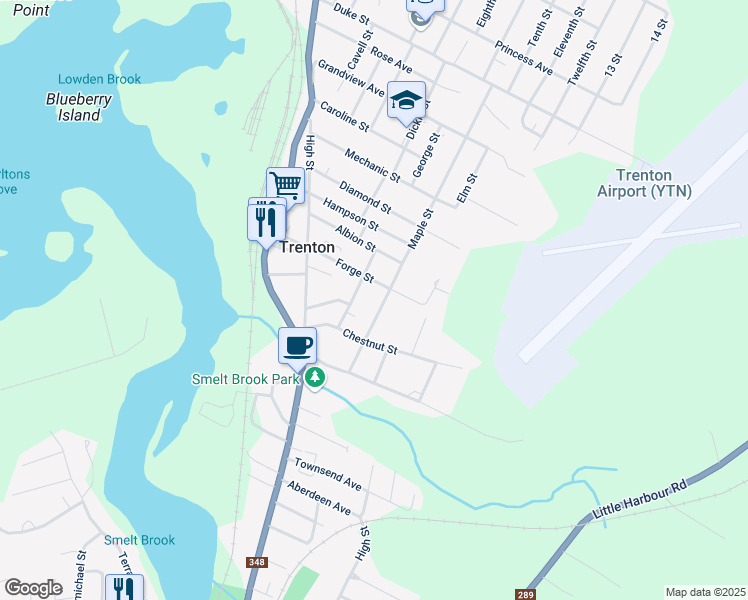 map of restaurants, bars, coffee shops, grocery stores, and more near 33 Spruce Street in Trenton