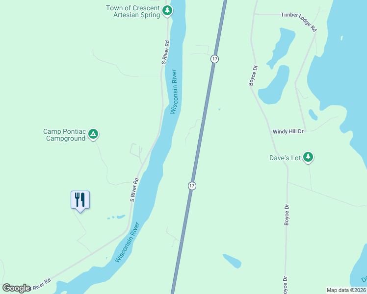 map of restaurants, bars, coffee shops, grocery stores, and more near 3017 Indian Hill Trail in Rhinelander